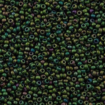 50g Miyuki Round Seed Bead 11/0 Matte Metallic Green (2020)
