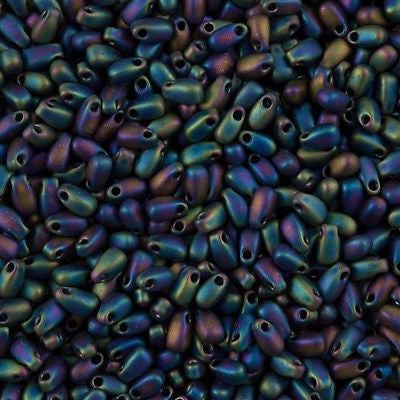 Miyuki Long Drop Seed Bead Opaque Matte Black AB 24g Tube (401FR)