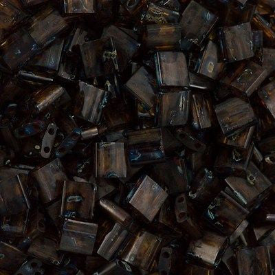 Miyuki Tila Seed Bead Transparent Dark Amber Picasso 7g Tube (4502)