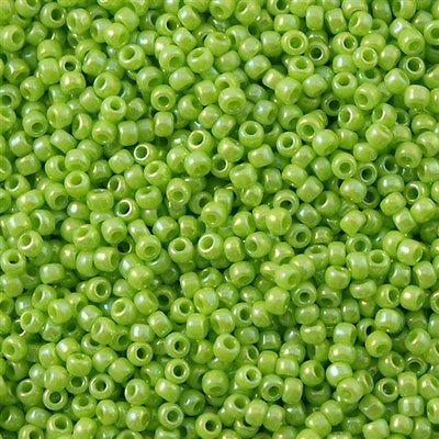 50g Toho Round Seed Bead 11/0 Opaque Lime AB (404)