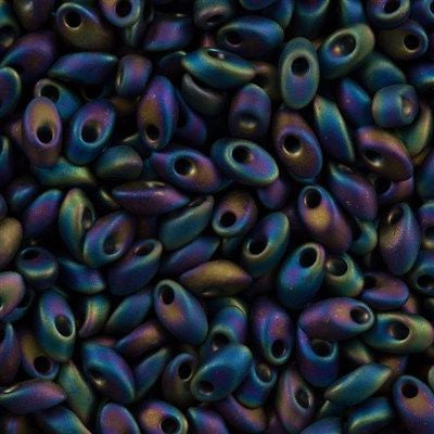 Miyuki Long Magatama Seed Bead Opaque Matte Black AB 8g Tube (401FR)