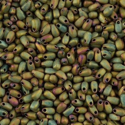 Miyuki Long Drop Seed Bead Opaque Matte Olive Rose 24g Tube (2035)