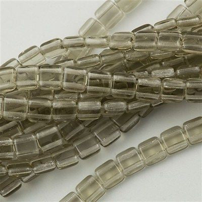 50 CzechMates 6mm Two Hole Tile Beads Black Diamond T6-40010