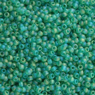 50g Toho Round Seed Bead 11/0 Transparent Matte Medium Lime Green AB (164BF)