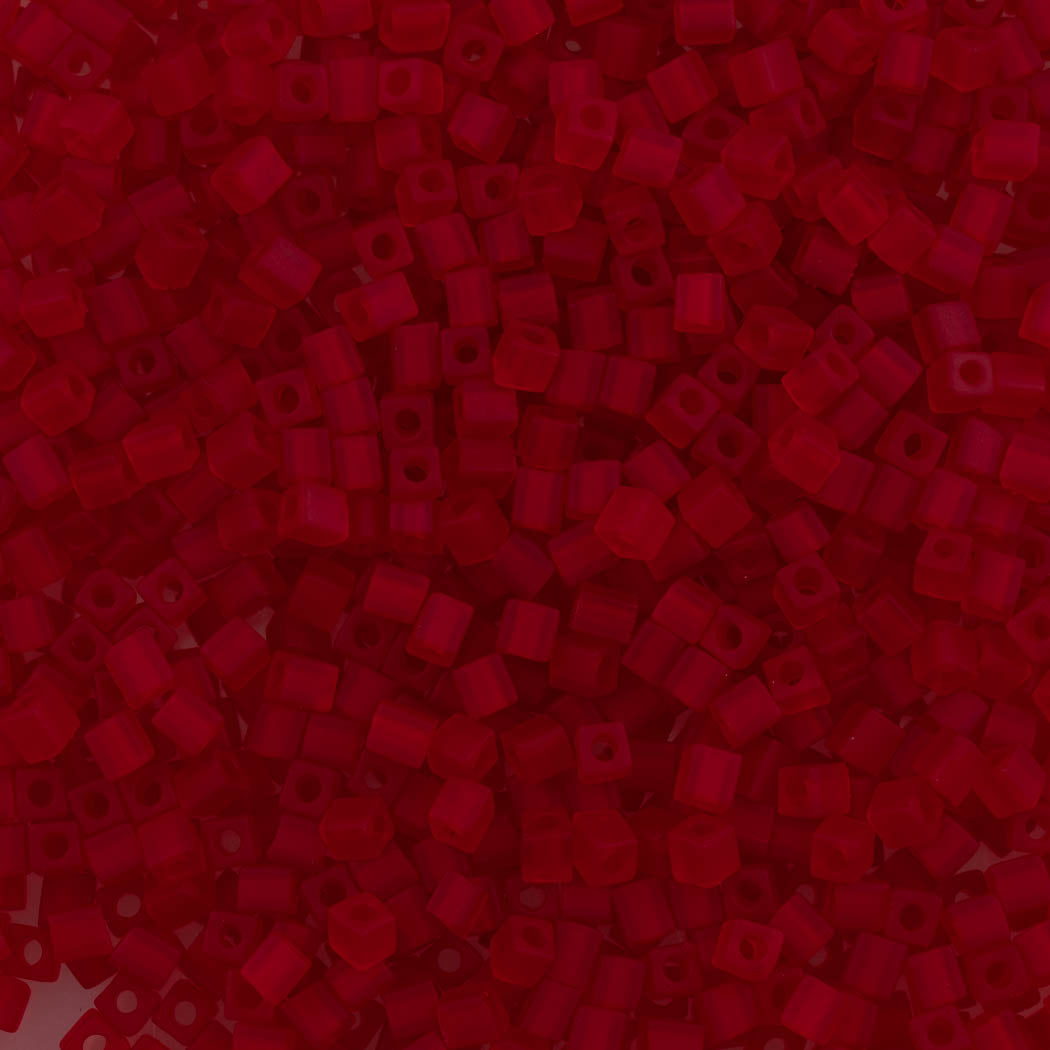Miyuki 3mm Cube Seed Bead Matte Ruby 10g (141F)