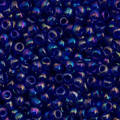 Toho Round Seed Beads 6/0 Transparent Periwinkle AB 2.5-inch tube (87)