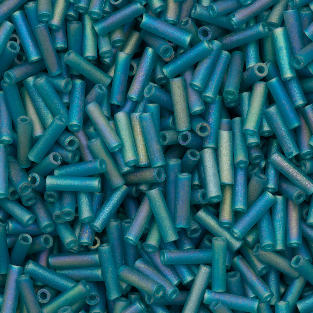Miyuki 6mm Bugle Bead Transparent Matte Teal AB 5-inch Tube (2405FR)