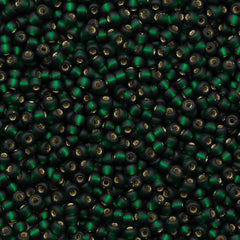 Miyuki Round Seed Bead 8/0 Matte Silver Lined Dark Emerald 22g Tube (27F)