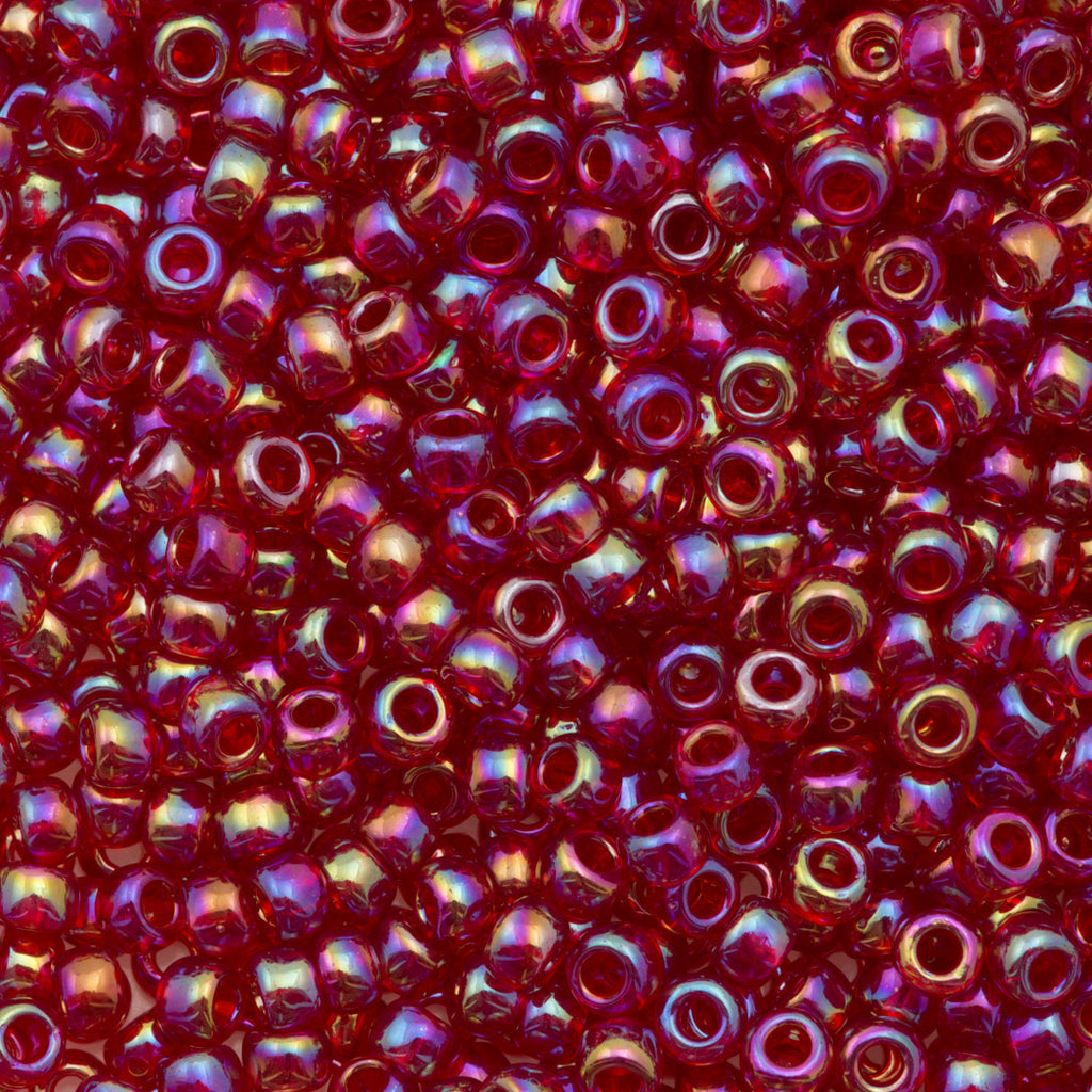 Toho Round Seed Bead 8/0 Transparent Dark Ruby AB (165C)