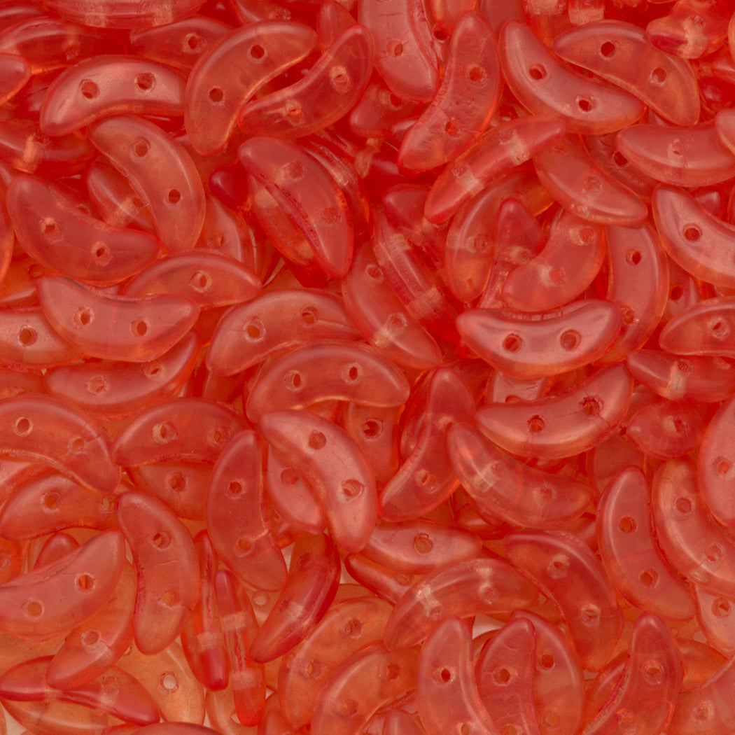 CzechMates 3x10mm Two Hole Crescent Transparent Peach Echo Beads 15g (00030S)