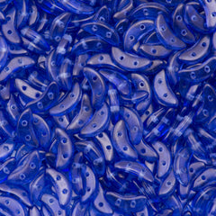 CzechMates 3x10mm Two Hole Crescent Transparent Snorkel Blue Beads 15g (00040S)