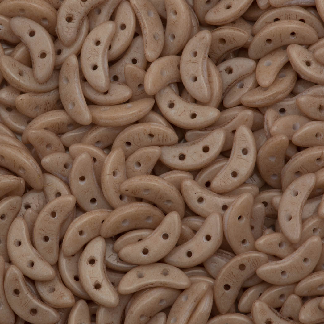 CzechMates 3x10mm Two Hole Crescent Opaque Iced Coffee Beads 15g (00060PS)