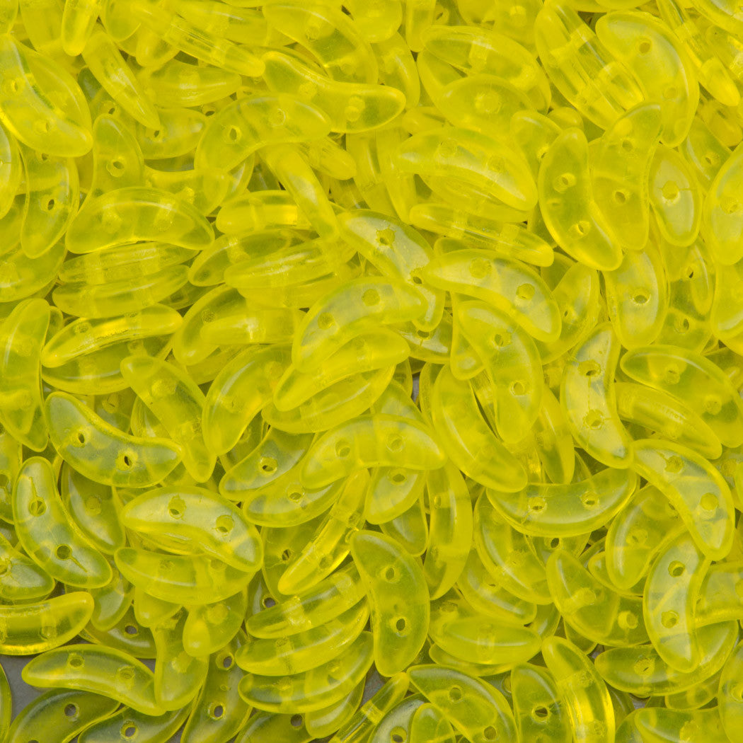 CzechMates 3x10mm Two Hole Crescent Transparent Buttercup Beads 15g (00070S)