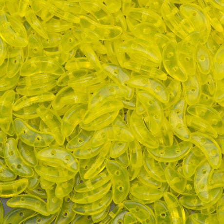 CzechMates 3x10mm Two Hole Crescent Transparent Buttercup Beads 15g (00070S)