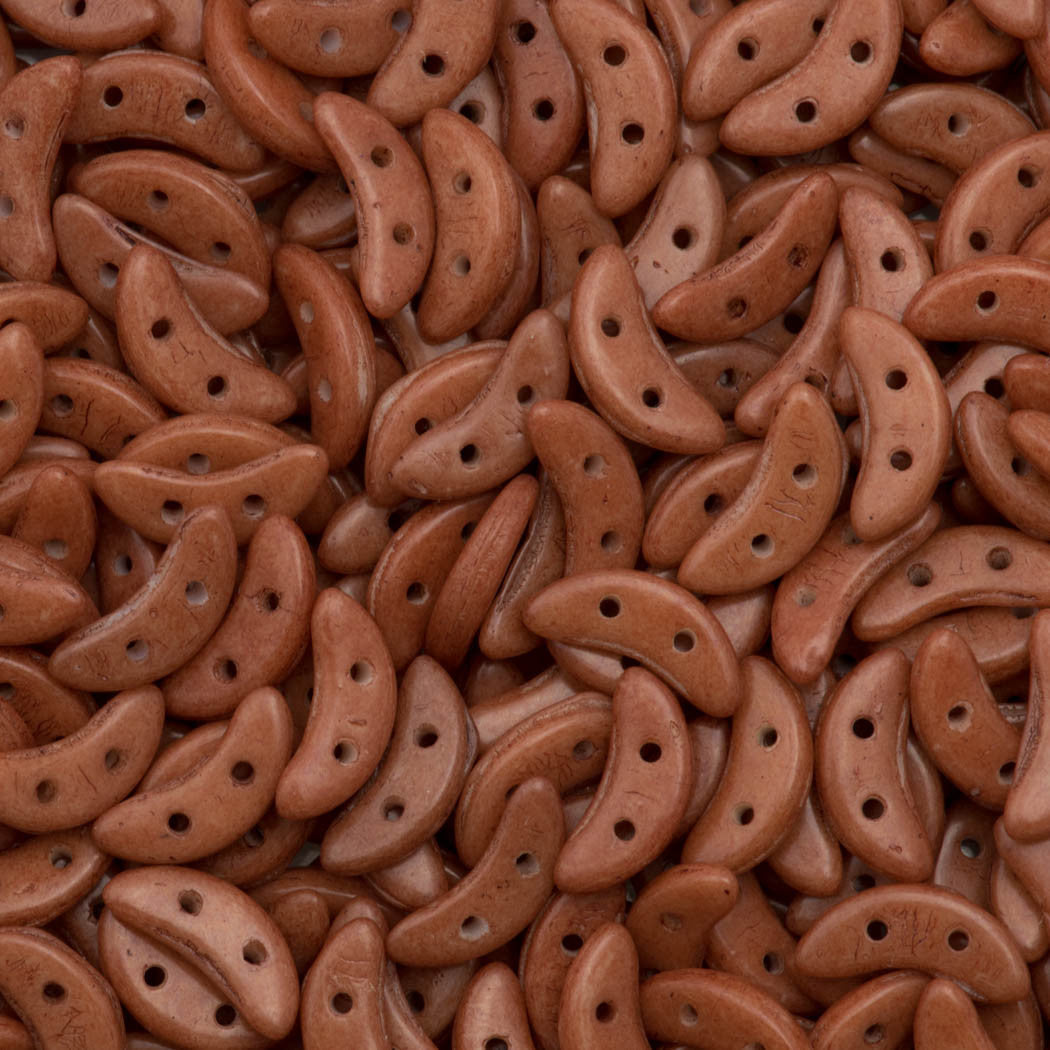 CzechMates 3x10mm Two Hole Crescent Opaque Potters Clay Beads 8.5g Tube (00170PS)