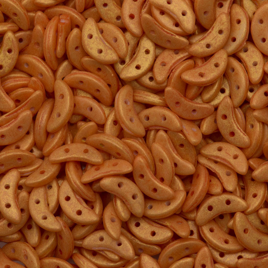 CzechMates 3x10mm Two Hole Crescent Pacifica Tangerine Beads 8.5g Tube (10040PS)