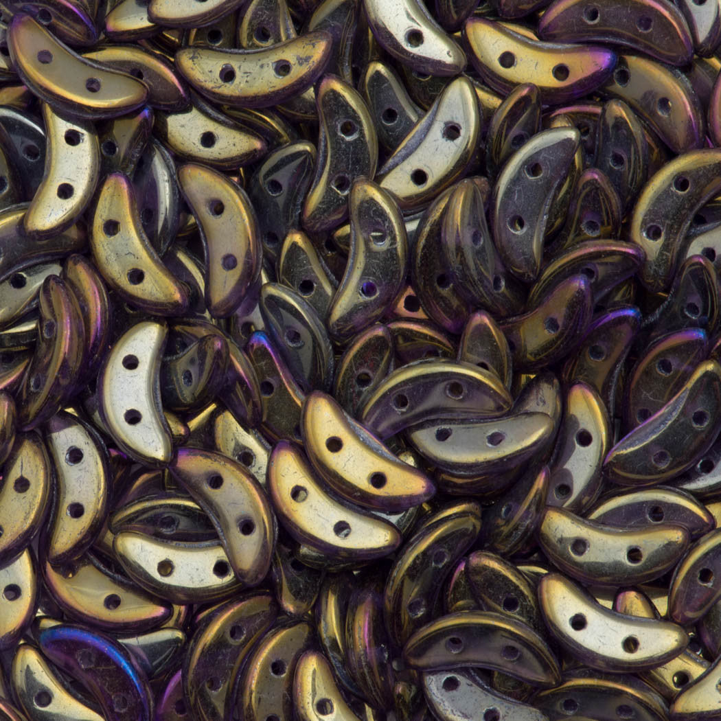 CzechMates 3x10mm Two Hole Crescent Tanzanite Luster Iris Beads 15g (20510LR)