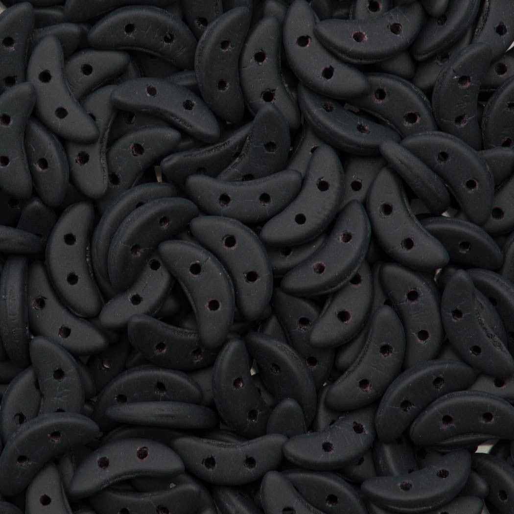 CzechMates 3x10mm Two Hole Crescent Matte Jet Beads 15g (23980M)