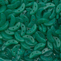 CzechMates 3x10mm Two Hole Crescent Atlantis Green Beads 8.5g Tube (52060)