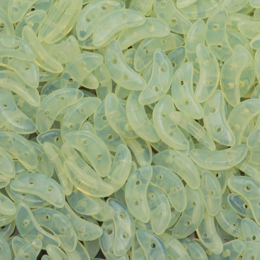 CzechMates 3x10mm Two Hole Crescent Milky Jonquil Beads 15g (81000)