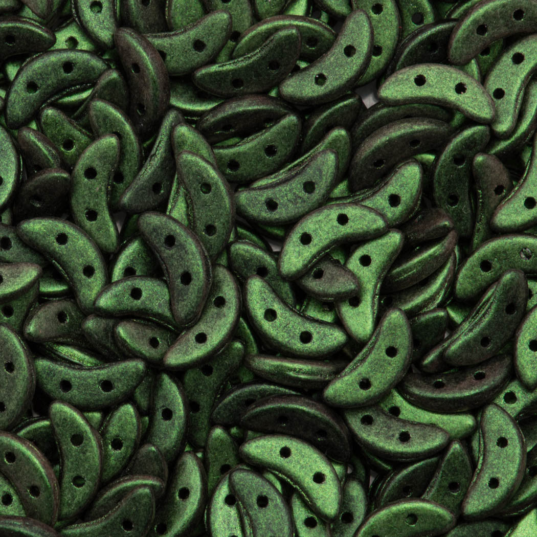 CzechMates 3x10mm Two Hole Crescent Polychrome Olive Mauve Beads 8.5g Tube (94103)