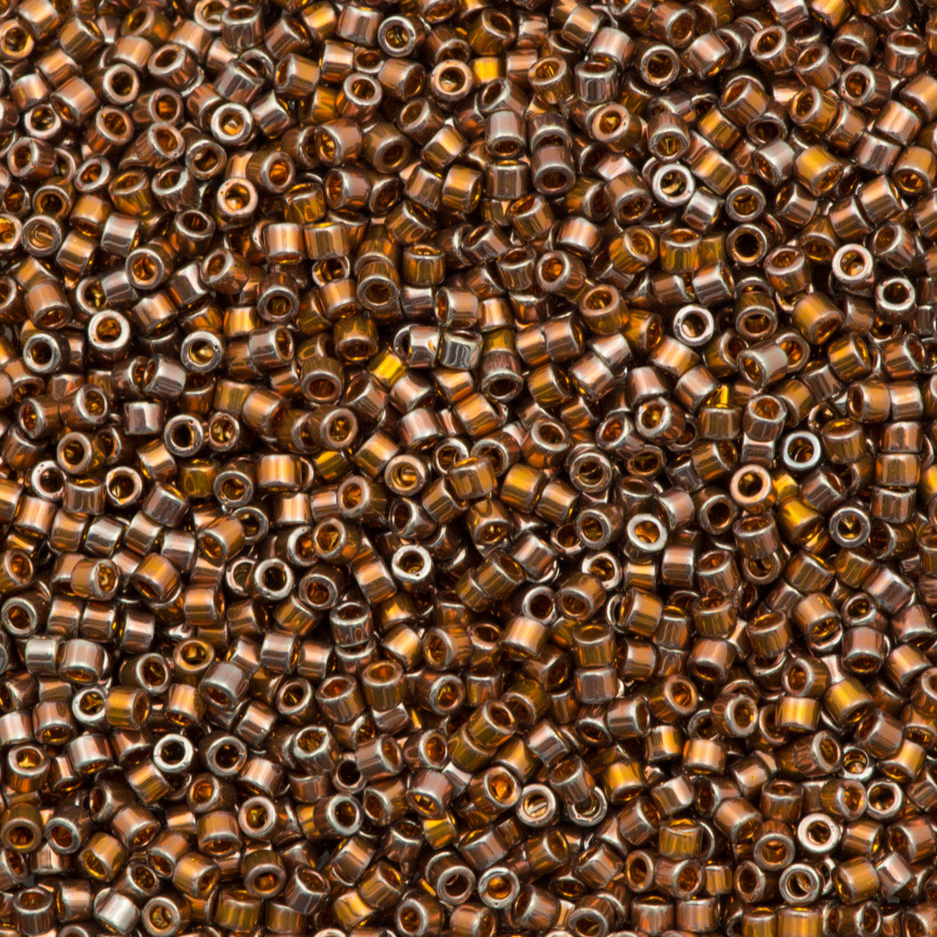 Miyuki Delica Seed Bead 11/0 Dark Red 24kt Gold Plated AB 2-inch Tube DB506