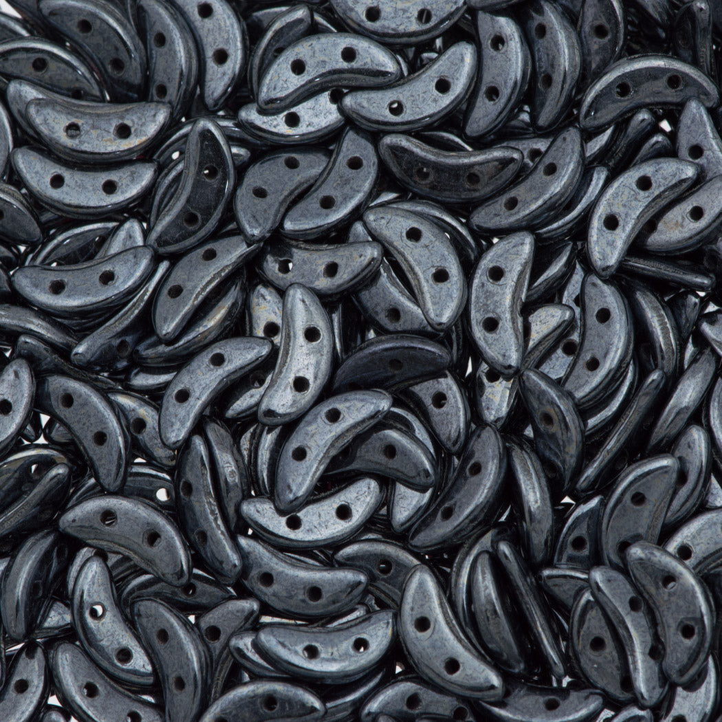 CzechMates 3x10mm Two Hole Crescent Hematite Beads 15g (14400)
