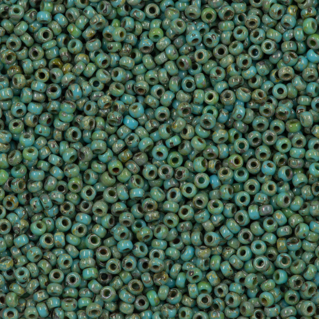 Miyuki Round Seed Bead 11/0 Opaque Seafoam Green Picasso 22g Tube (4514)