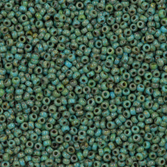 50g Miyuki Round Seed Bead 11/0 Opaque Seafoam Green Picasso (4514)