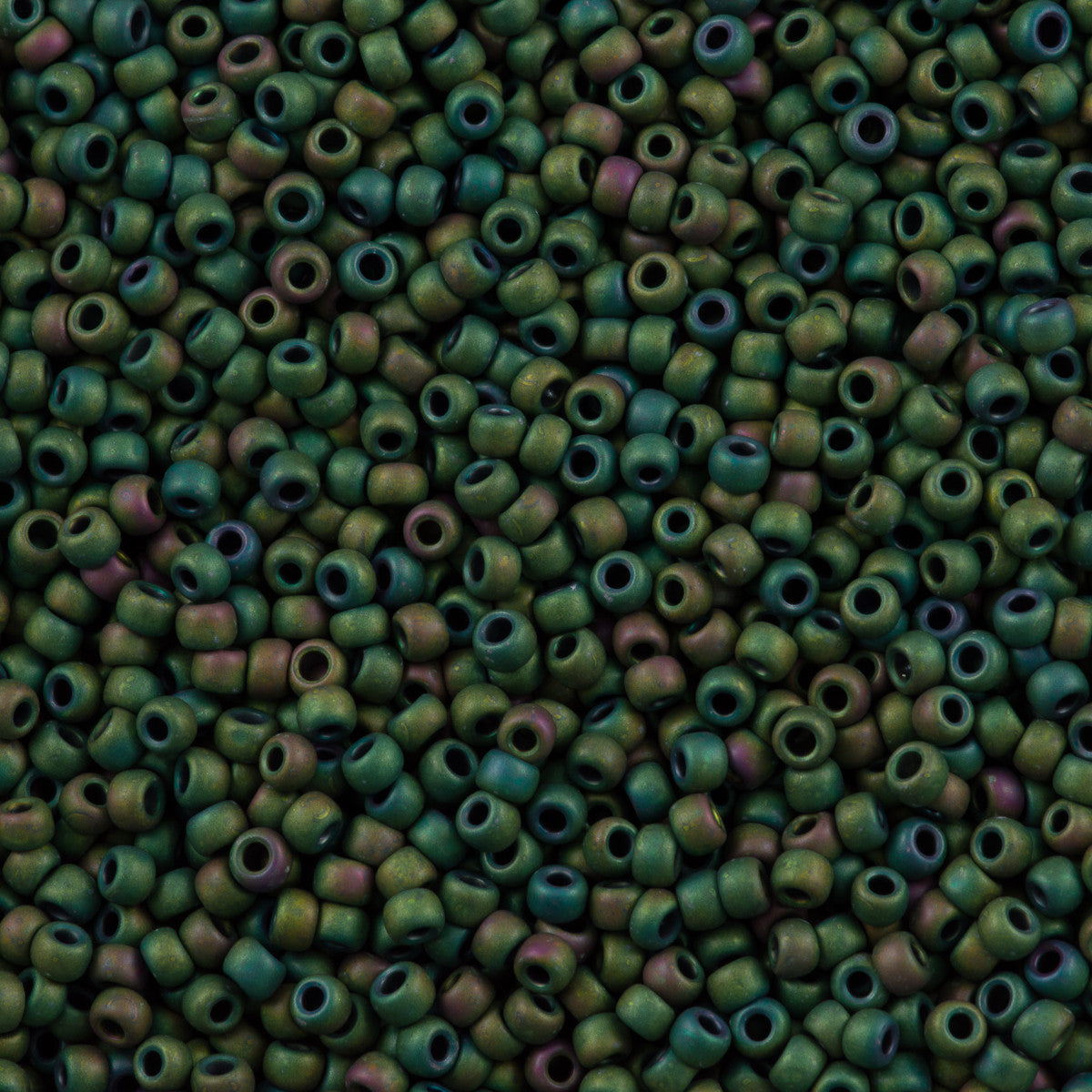 Toho Round Seed Bead 15/0 Matte Green Iris 2.5-inch Tube (707)