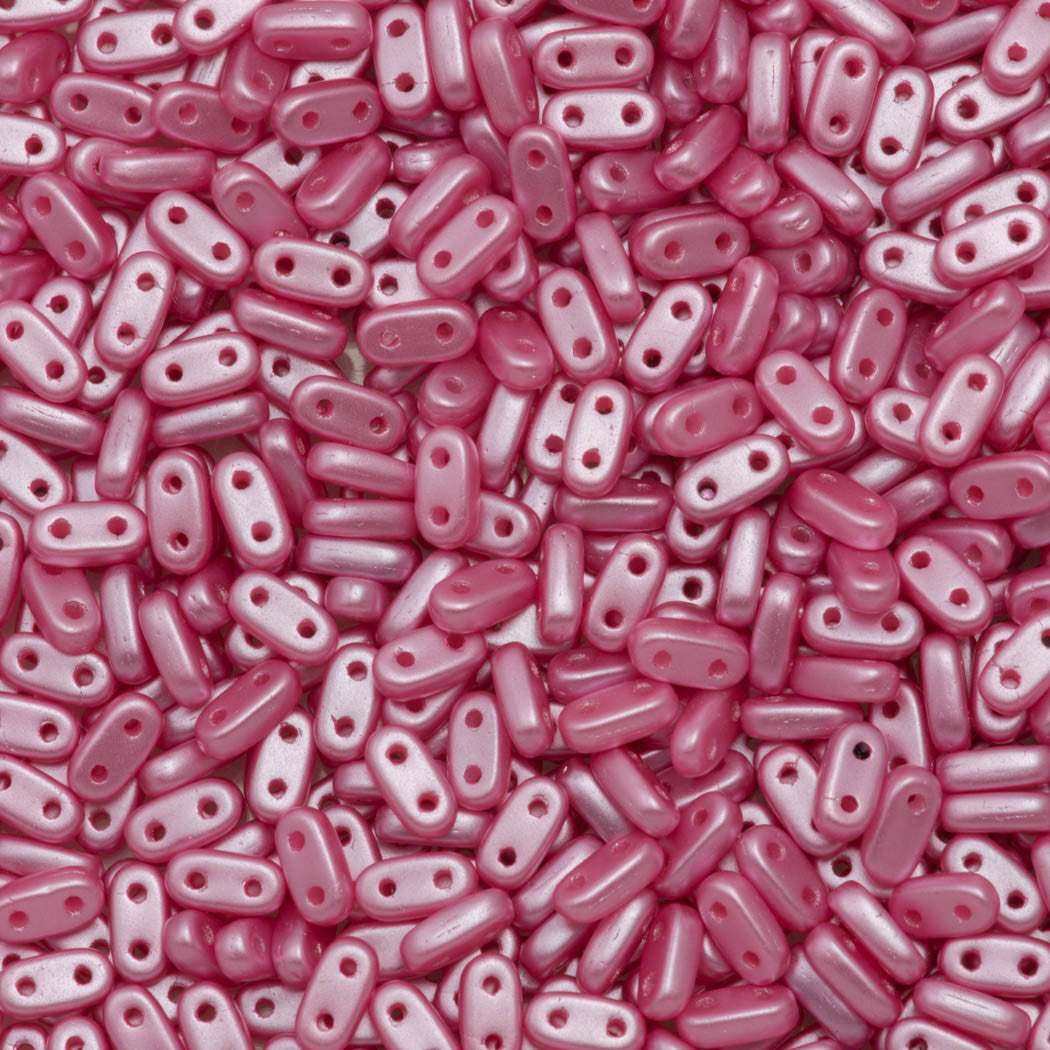 CzechMates 2x6mm Two Hole Bar Pearl Coat Flamingo Beads 15g (25008)