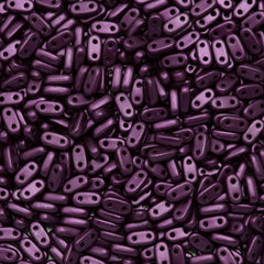 CzechMates 2x6mm Two Hole Bar Pearl Coat Purple Velvet Beads 15g (25032)