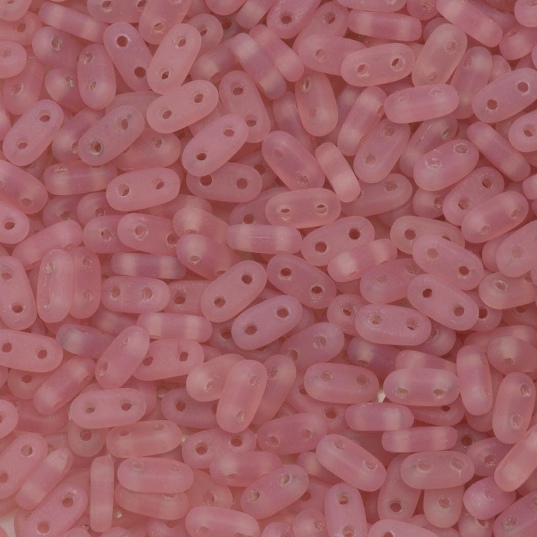 CzechMates 2x6mm Two Hole Bar Matte Milky Pink Beads 15g (71010M)
