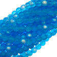 100 Czech 6mm Pressed Glass Round Matte Aquamarine AB Beads (60020MX)