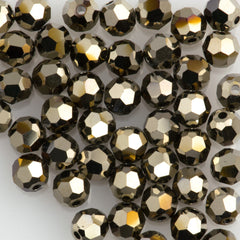 12 TRUE CRYSTAL round 6mm bead Crystal Metallic Light Gold 2X (001 MLGLD)