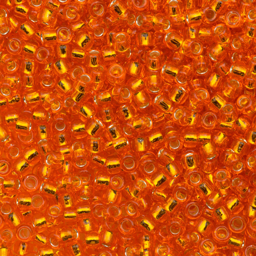 Toho Round Seed Bead 8/0 Silver Lined Tangerine 2.5-inch tube (30B)