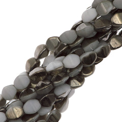 100 Czech Pinch Beads White Chrome (02020CH)