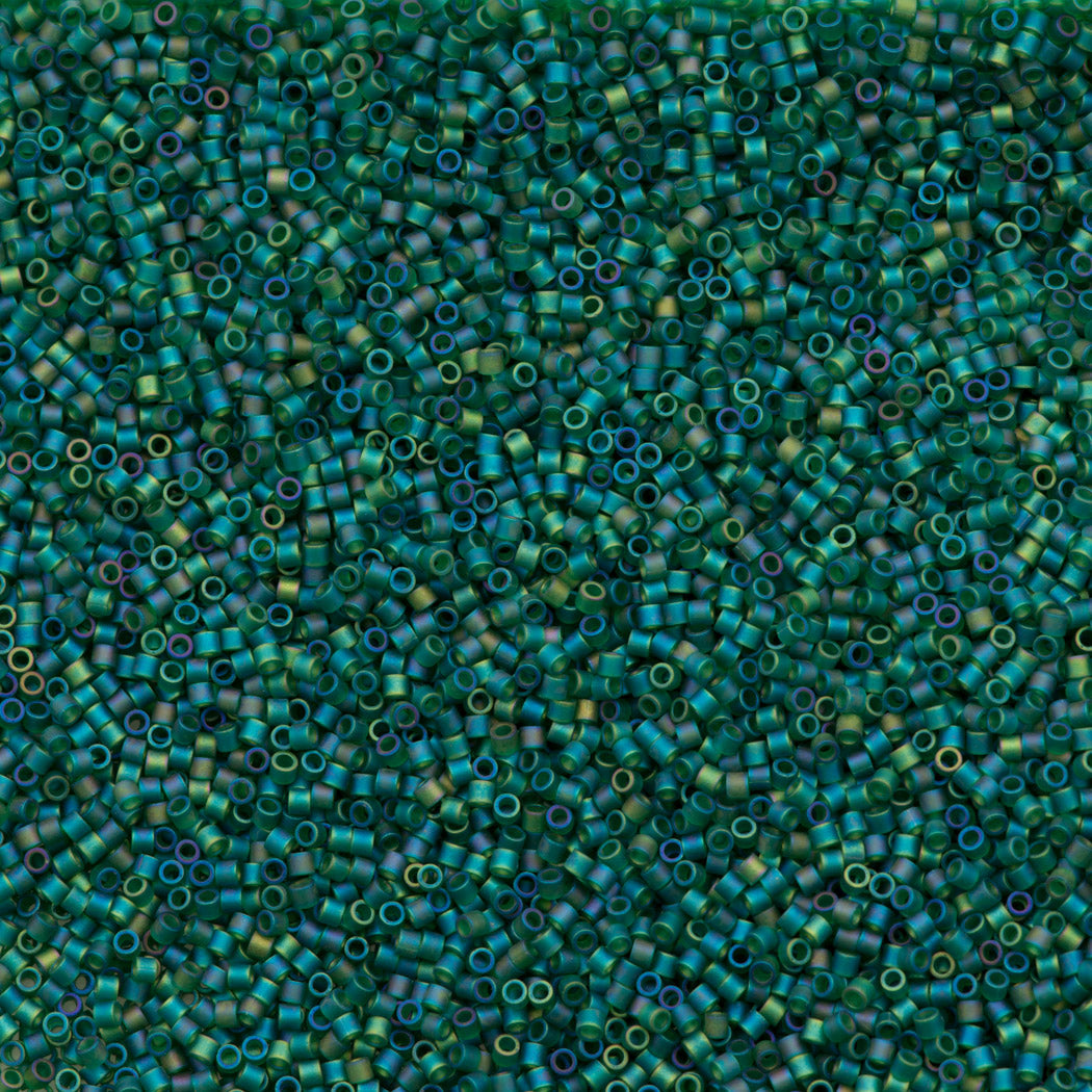Miyuki Delica Seed Bead 15/0 Matte Transparent Dark Green AB 2-inch Tube DBS859
