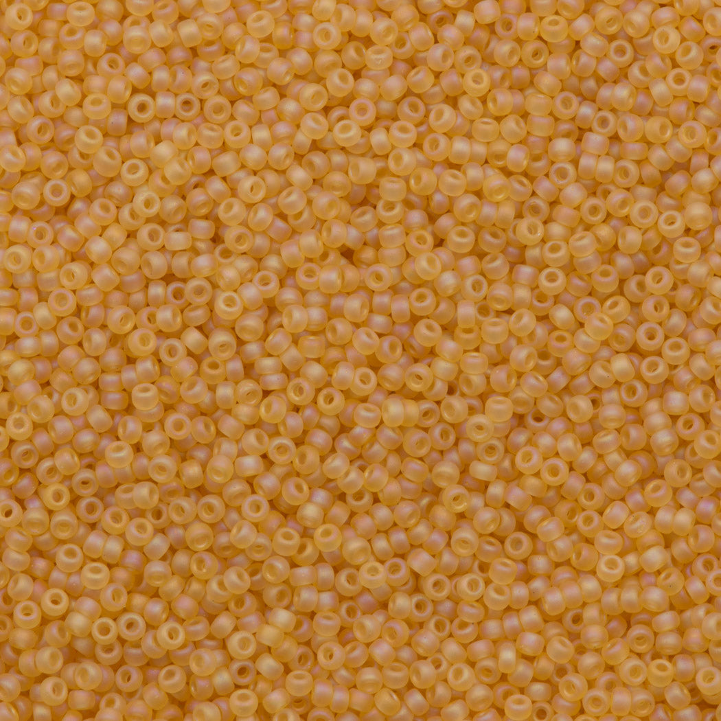 Miyuki Round Seed Bead 11/0 Matte Transparent Light Amber AB 22g Tube (132FR)