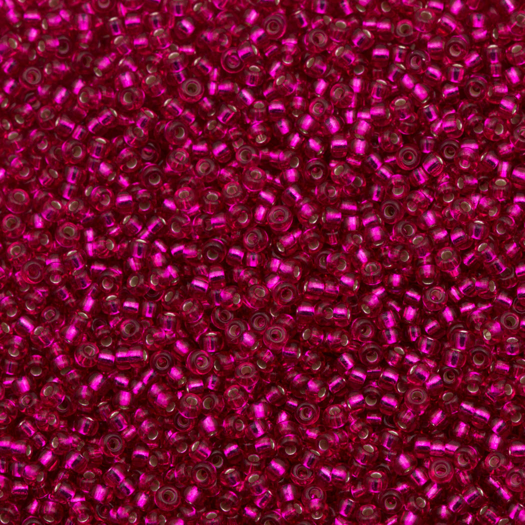 Miyuki Round Seed Bead 11/0 Silver Lined Dyed Raspberry 22g Tube (1436)