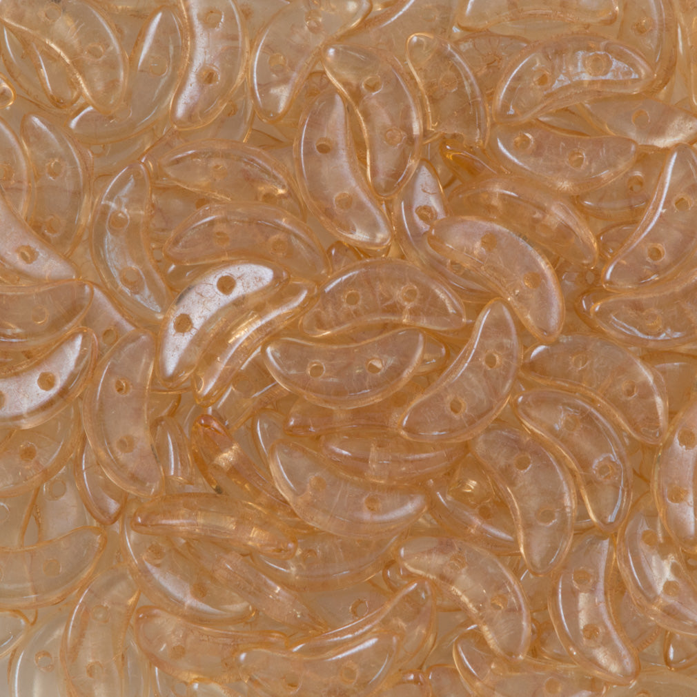 CzechMates 3x10mm Two Hole Crescent Transparent Champagne Luster Beads 8.5g Tube (14413)