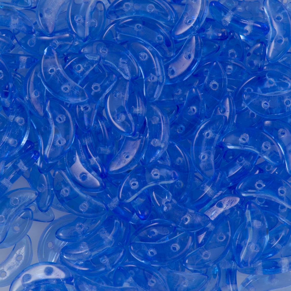 CzechMates 3x10mm Two Hole Crescent Sapphire Beads 8.5g Tube (30050)
