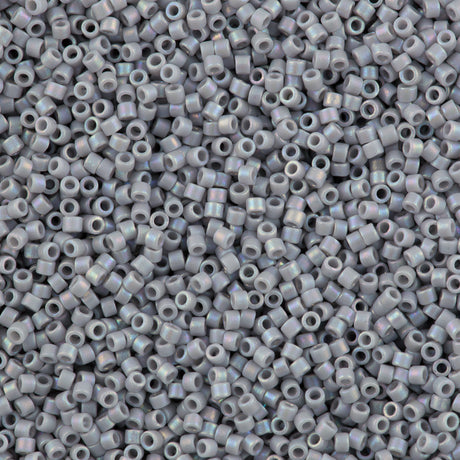 25g Miyuki Delica Seed Bead 11/0 Opaque Matte Ghost Gray AB DB1598