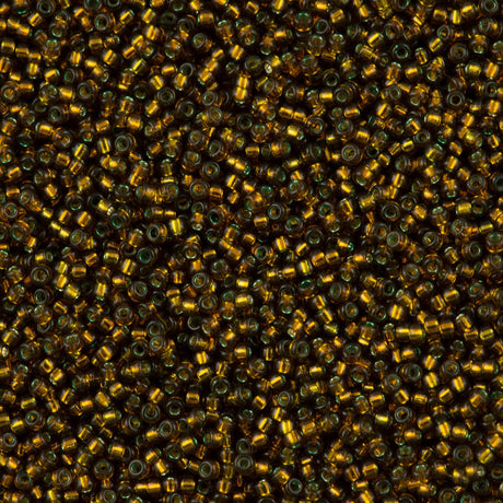 50g Miyuki Round Seed Bead 11/0 Silver Lined Golden Olive 11-1421