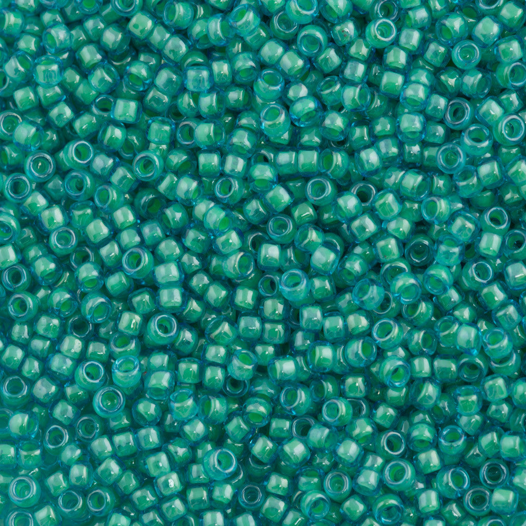 Toho Round Seed Bead 8/0 Inside Color Lined Aqua Blue 2.5-inch tube (954)