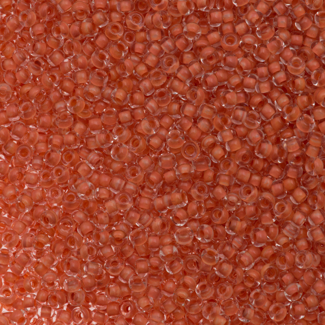 50g Czech Seed Bead 10/0 Crystal Lined Orange Terra (38389)