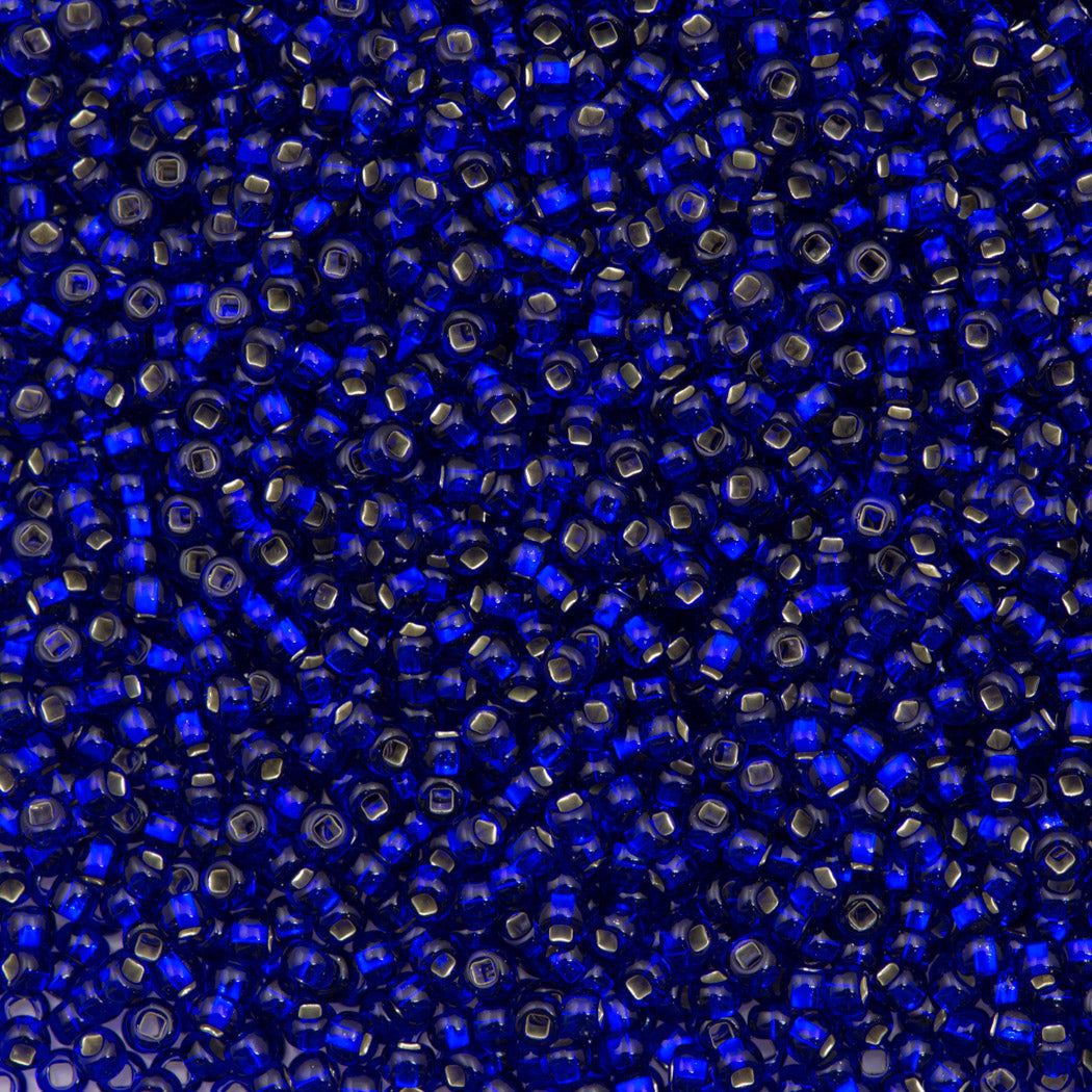 Czech Seed Bead 10/0 Transparent Silver Lined Cobalt 15g (37100)