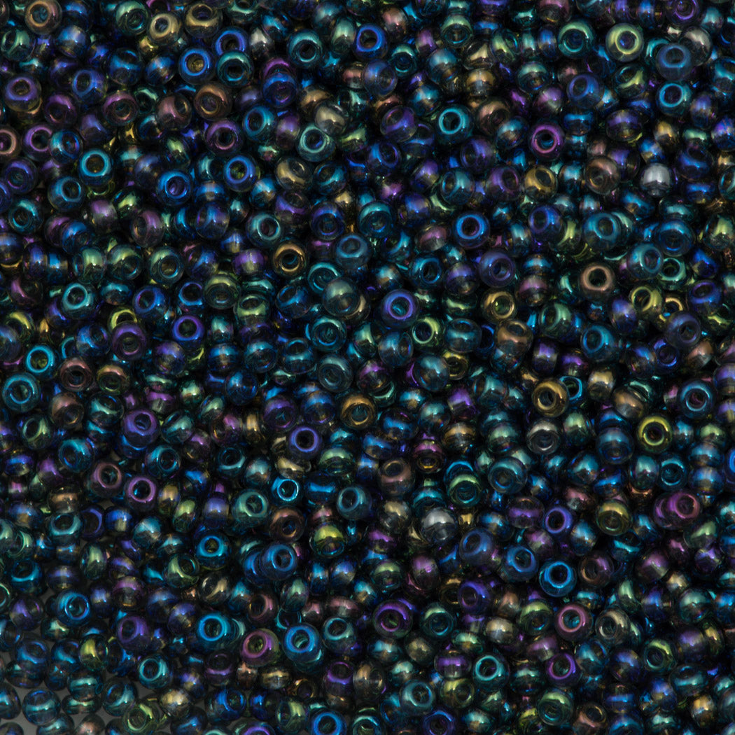 50g Czech Seed Bead 10/0 Transparent Black Diamond AB (41010)