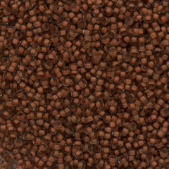 50g Czech Seed Bead 10/0 Beige Lined Brown Terra (80489)
