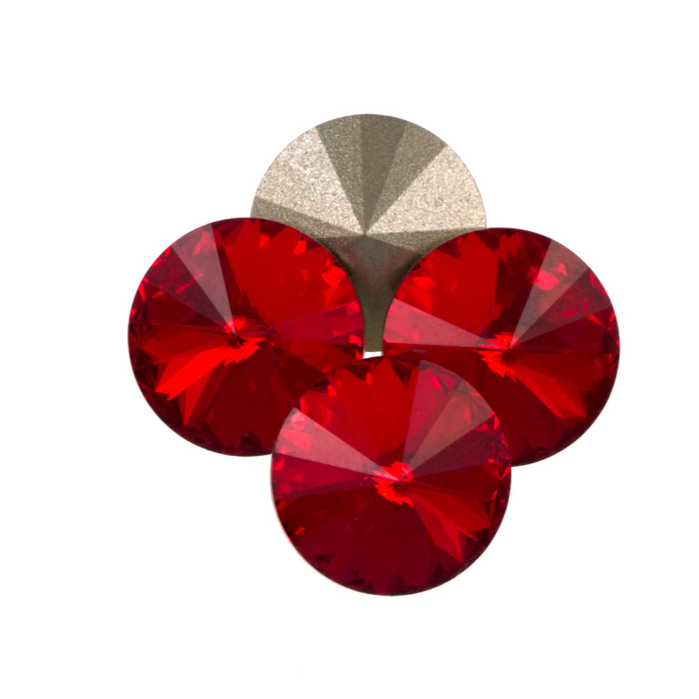 Four TRUE CRYSTAL 12mm Rivoli Light Siam (227)